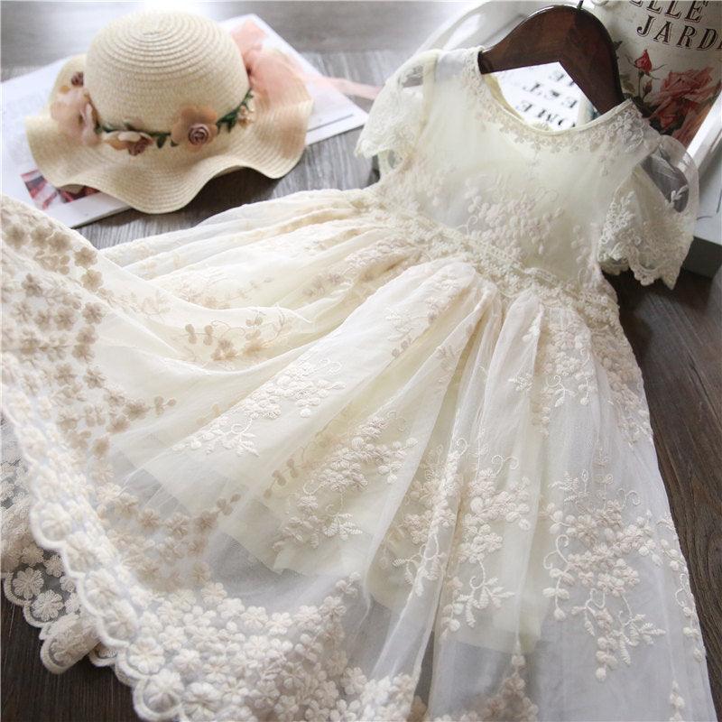 Short sleeve girls dress with lace - Try Modest Limited 