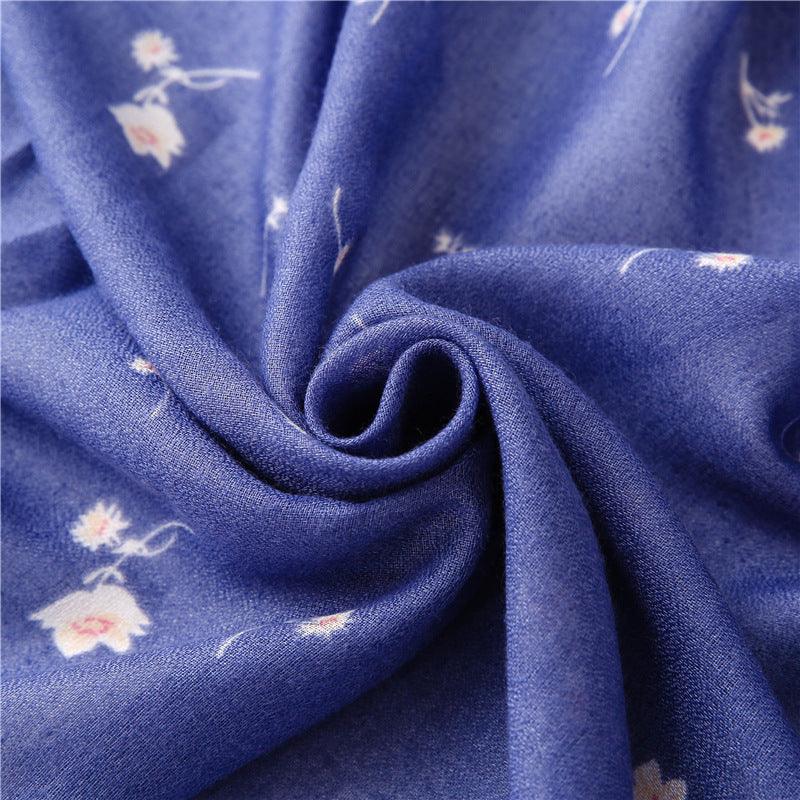 Sky Blue Garden Floral Tassel Shawls - Try Modest Limited 