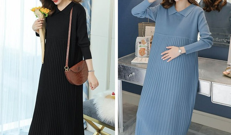 Thick Warm Knitted Maternity Long Dress - Try Modest Limited 