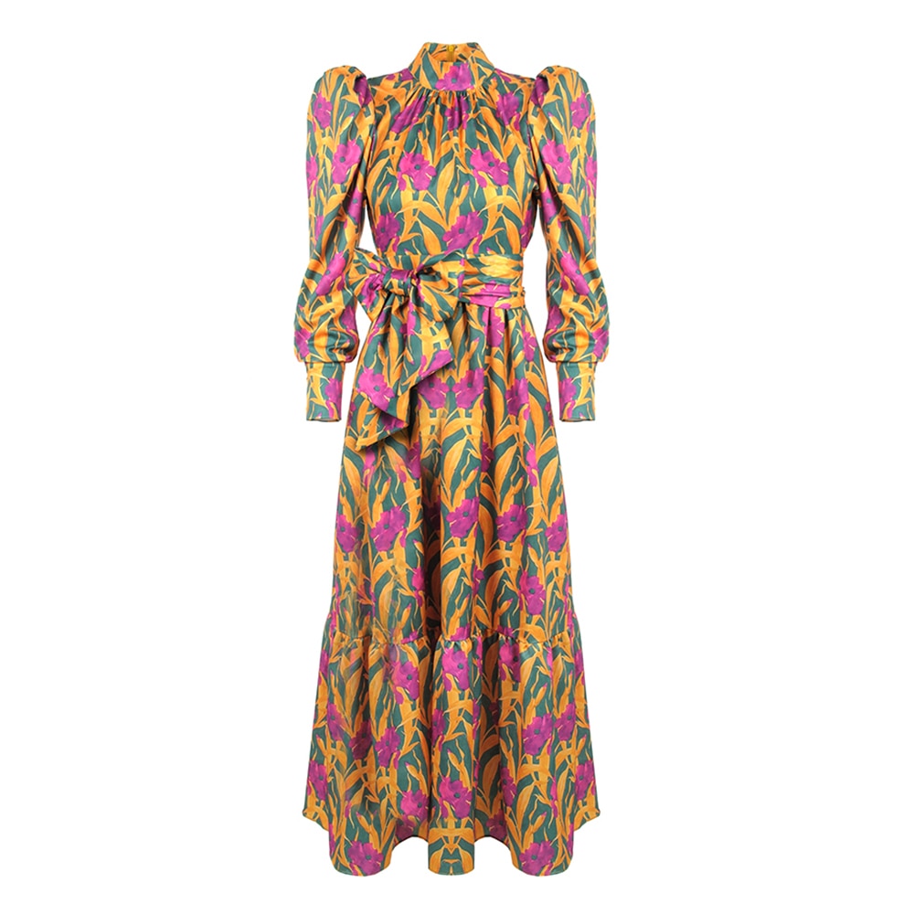 Printed floral vintage full sleeve maxi dress Try Modest Limited 