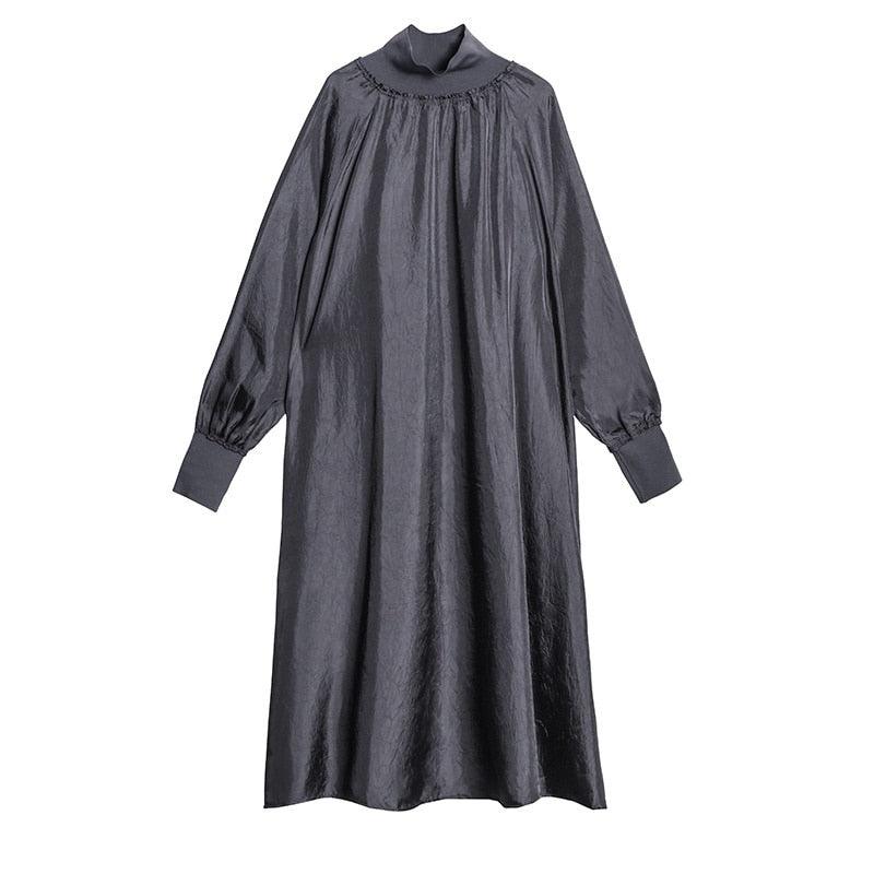 Women's solid turtleneck oversized dress - Try Modest Limited 